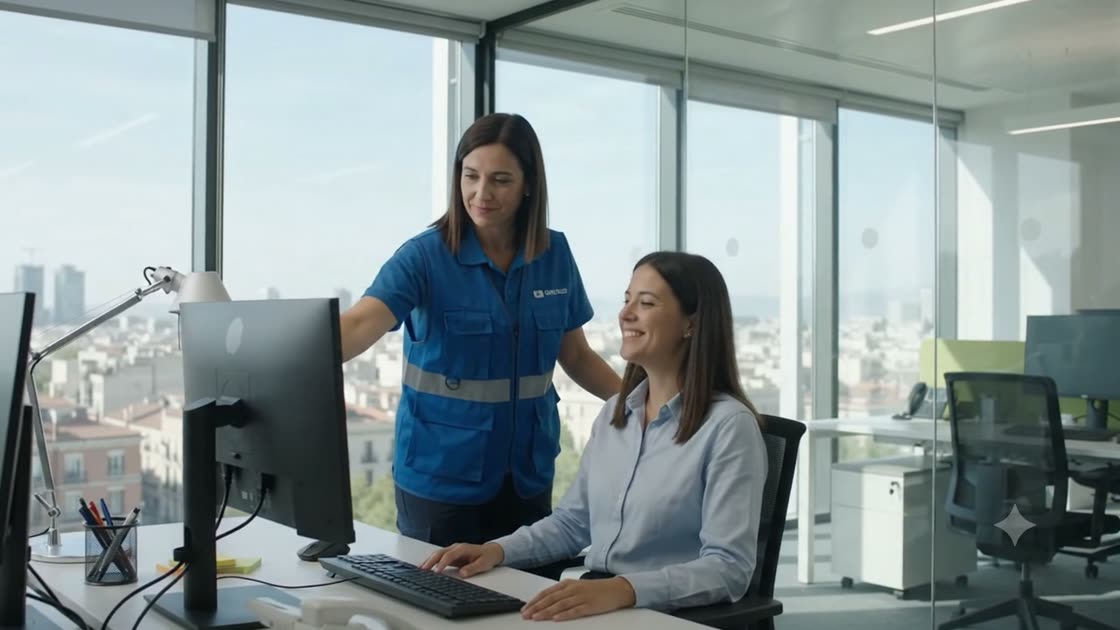 Una tecnica de prevencion repasa la documentacion en la pantalla junto a una administrativa